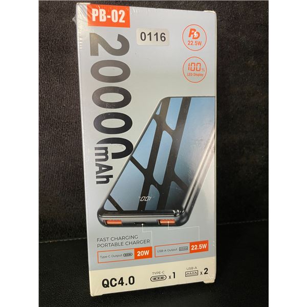 1 High-Capacity Power Bank (20,000mAh) Fast Charging Portable Charger - New Sealed