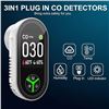 Image 4 : 1 Gedsffati 3-in-1 Carbon Monoxide Detector/Temp/Humidity Detector (Model: PTH-24D) Plug-In; New