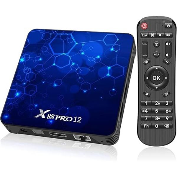 1 X88 Pro12 Android TV Box; 4GB Ram 32GB Rom Quad-Core Supports 4K HD; BT 5.0 - New