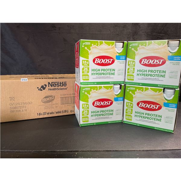 24-Pack Case of Nestle Boost High Protein Vanilla Meal Replacement Drinks; 4x 6-packs (237ml) New