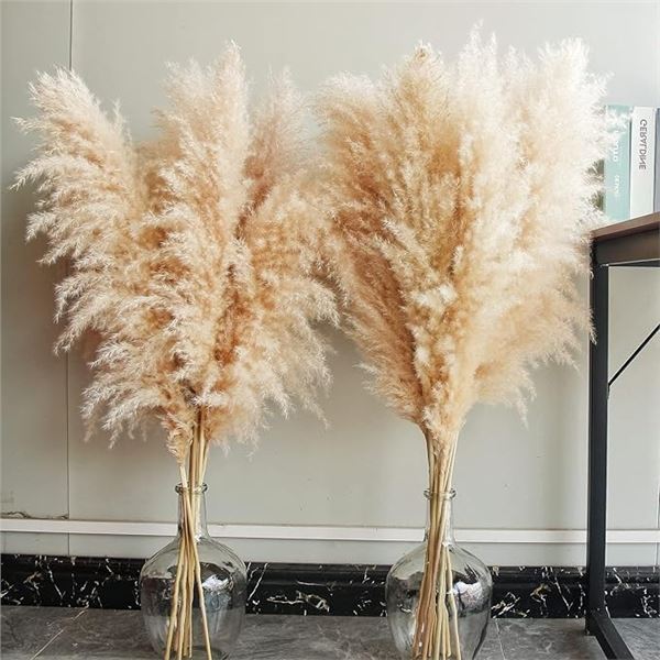 10-Stem Pack of 40" Tall Natural Pampas Grass Decor - New