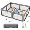Image 1 : 1 Palopalo Baby Playpen (71" x 59") XL Playard for Babies/Toddlers - Grey - New in Box