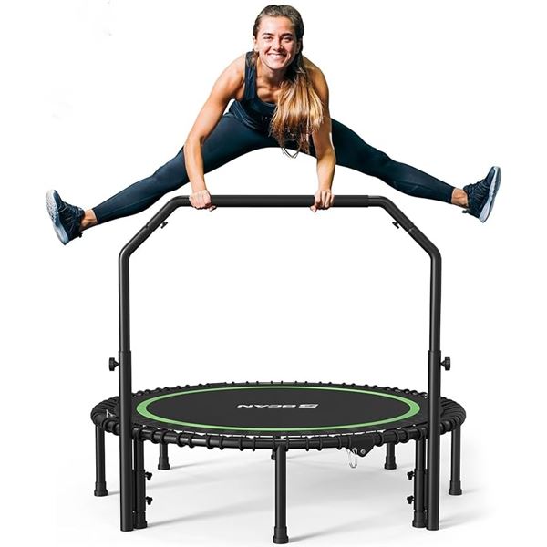 1 BCAN 48-Inch Foldable Bungee Fitness Trampoline w/ Adjustable Handlebar; 550lb Capacity - NEW