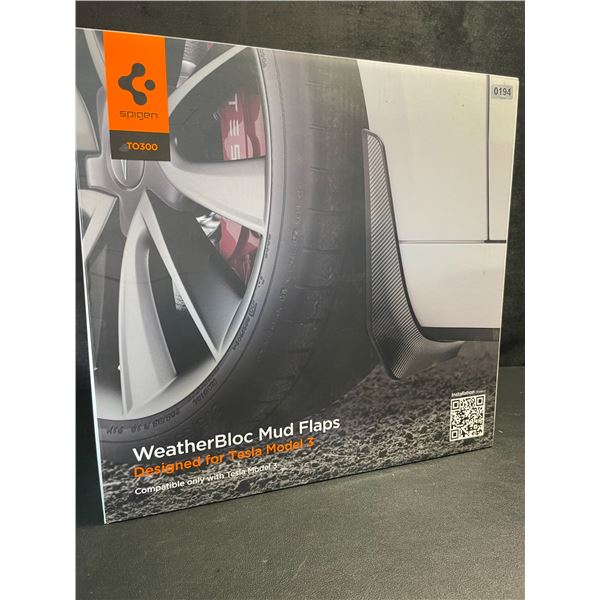 Spigen WeatherBloc Mud Flaps Designed for Tesla Model 3 - Carbon Design - Brand New!