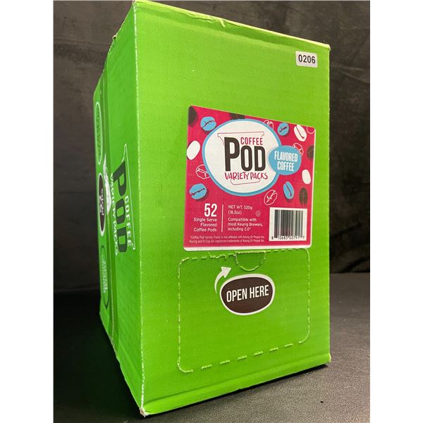 1 Box of 52 Coffee Pods Variety Pack - Flavoured Coffee (52 Single Serve Keurig K-Cups) - New