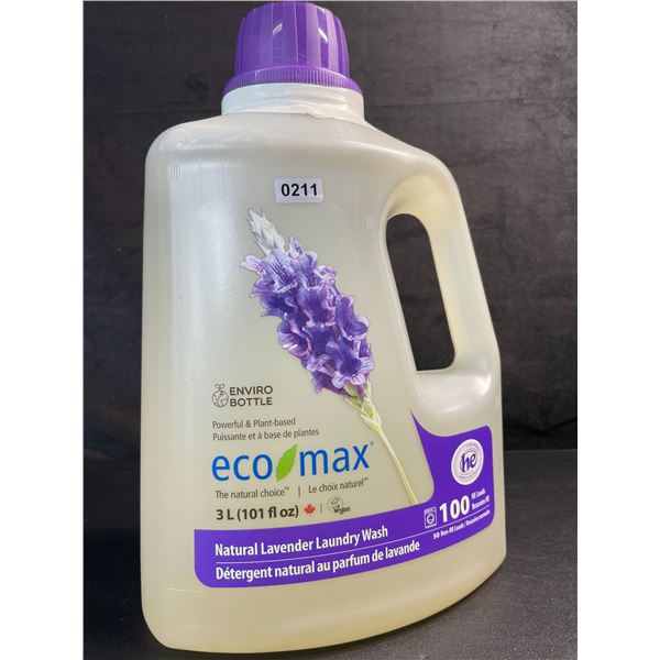 1 Jug of Eco Max Powerful & Plant-Based Natural Lavender Laundry Wash - 3L/100 Loads - New