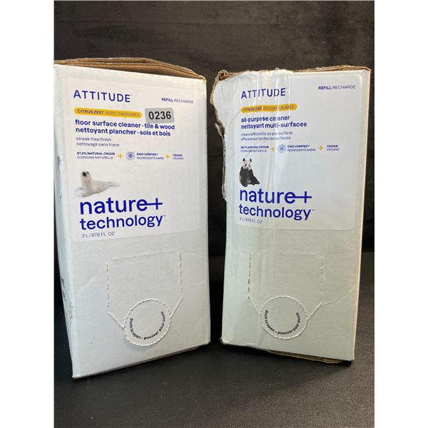 2 Boxes of Attitude Citrus Zest Floor Surface Cleaners - For Tile & Wood - 2L Each - New