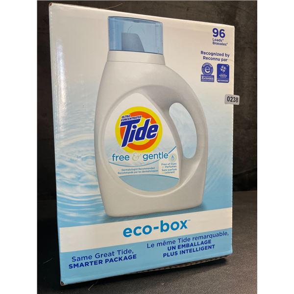 1 Tide Ultra Concentrated Free & Gentle Eco-Box Liquid Laundry Detergent - 3.1L/96 Loads - New