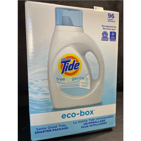1 Tide Ultra Concentrated Free & Gentle Eco-Box Liquid Laundry Detergent - 3.1L/96 Loads - New