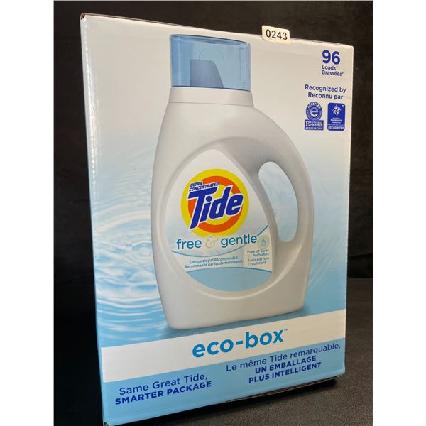 1 Tide Ultra Concentrated Free & Gentle Eco-Box Liquid Laundry Detergent - 3.1L/96 Loads - New
