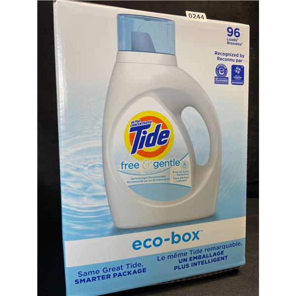 1 Tide Ultra Concentrated Free & Gentle Eco-Box Liquid Laundry Detergent - 3.1L/96 Loads - New