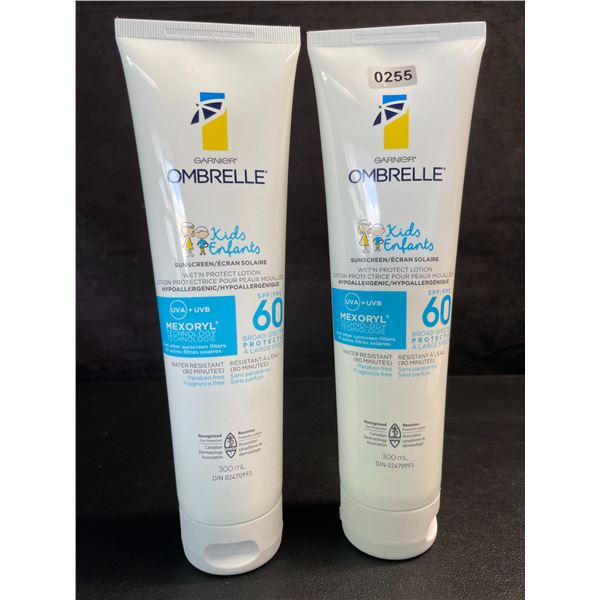 2 Garnier Ombrelle Kids SPF60 Sunscreens for Sensitive Skin - 300ml - Water-Resistant - New