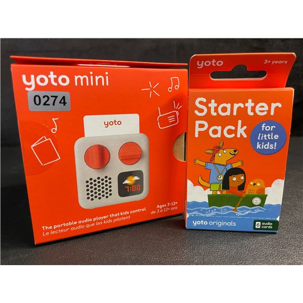 1 Yoto Mini + Starter Pack for Little Kids Bundle - Portable Screen-Free Bluetooth Audio Player; NEW
