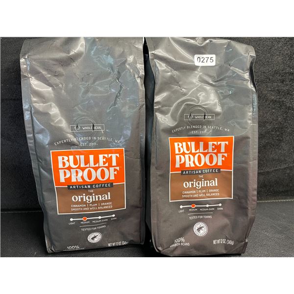 2 Bags of Bullet Proof The Original Artisan Coffee (340g) Whole Bean Coffee - New Sealed