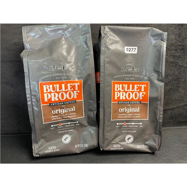 2 Bags of Bullet Proof The Original Artisan Coffee (340g) Whole Bean Coffee - New Sealed