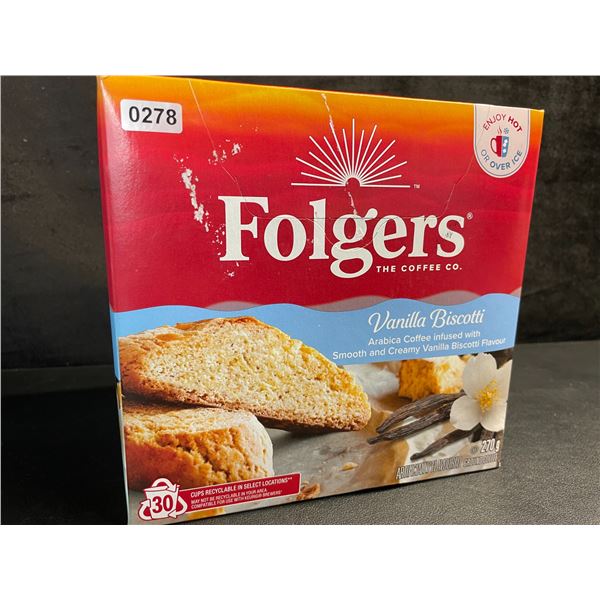 1 Box of Folgers Vanilla Biscotti K-Cup Coffee Pods - 30 Per Pack (270g) - New