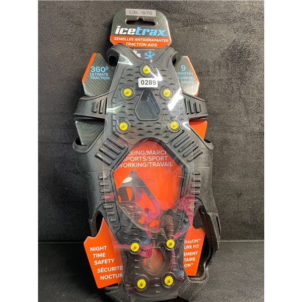 1 Pair of IceTrax Snow/Ice Traction Aids - L/XL Winter Ice Grips for Shoes - Brand New