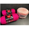 Image 1 : 3 Assorted Rolls of Pink Yarn - 2X Red Heart/1X Bernat Baby Blanket Yarn - New
