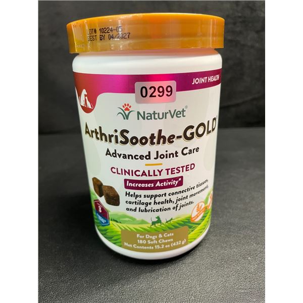 1 Tub of NaturVet ArthriSoothe-GOLD Advanced Joint Care Soft Chews for Dogs/Cats - 180pcs - New