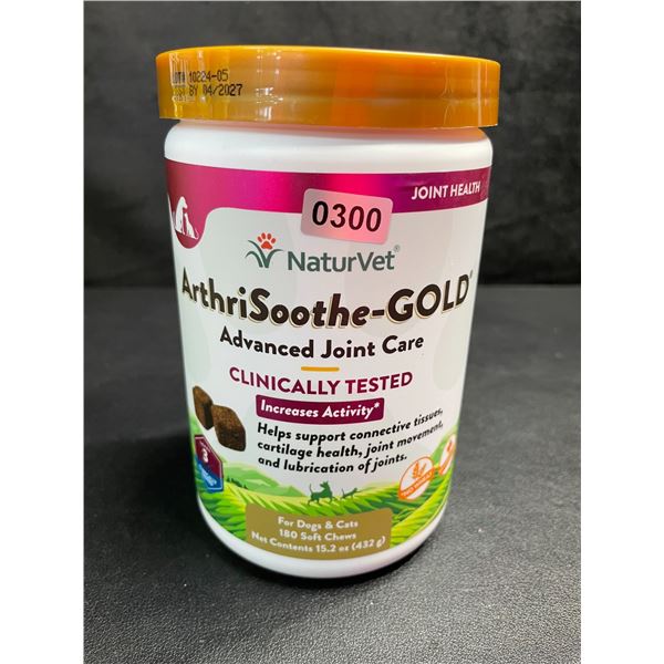 1 Tub of NaturVet ArthriSoothe-GOLD Advanced Joint Care Soft Chews for Dogs/Cats - 180pcs - New