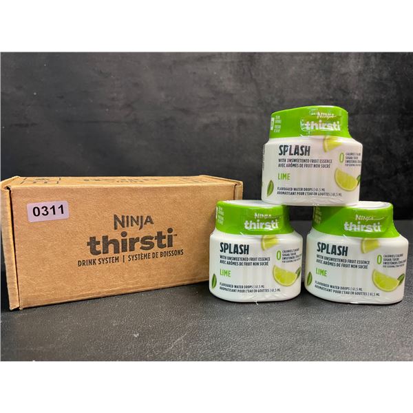 3-Pack of Ninja Thirsti Splash - Lime Flavoured Water Drops - 61.5ml - New