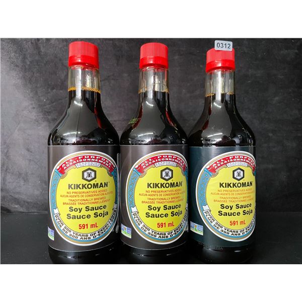 3 Kikkoman All-Purpose Soy Sauce - 591mL Each - New (BB: 11/NOV/2027)