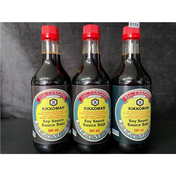 3 Kikkoman All-Purpose Soy Sauce - 591mL Each - New (BB: 11/NOV/2027)