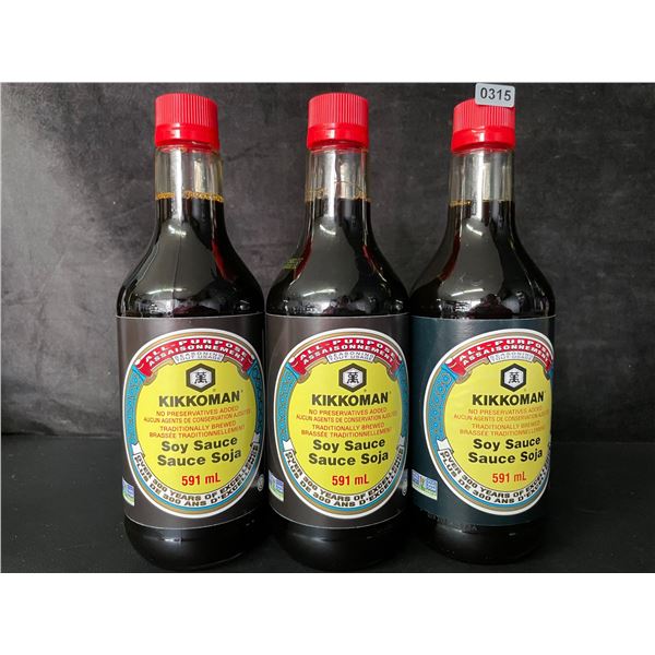 3 Kikkoman All-Purpose Soy Sauce - 591mL Each - New (BB: 11/NOV/2027)