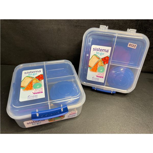 2 Sistema To Go Bento Cube Lunch Storage Boxes - 1.25L - New