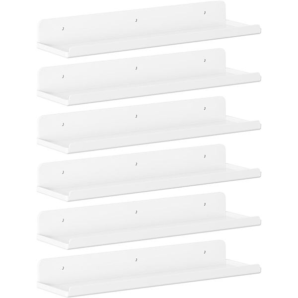 6-Pack of Lifewit Wall Mounted Floating Shelves (15" Size) White Acrylic Wall Shelves - New