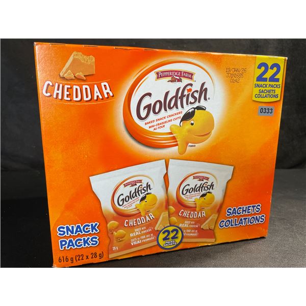 22 Snack-Pack Box of Cheddar Goldfish Baked Snack Crackers - New (22 x 28g)