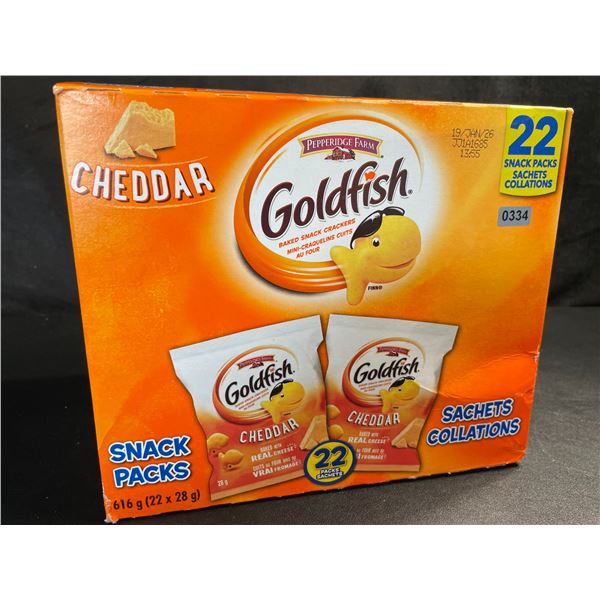 22 Snack-Pack Box of Cheddar Goldfish Baked Snack Crackers - New (22 x 28g)