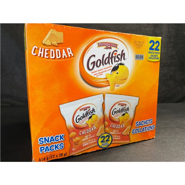 22 Snack-Pack Box of Cheddar Goldfish Baked Snack Crackers - New (22 x 28g)