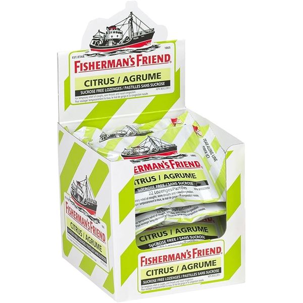 1 Box of Fisherman's Friend Sugar-Free Citrus Throat Lozenges - 8 Packs Included (8 x 22ct Packs)