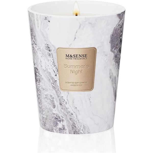 1 M&Sense Summer's Night Scented Premium Candle (400g); Long-Lasting 80hr Burn Time - New