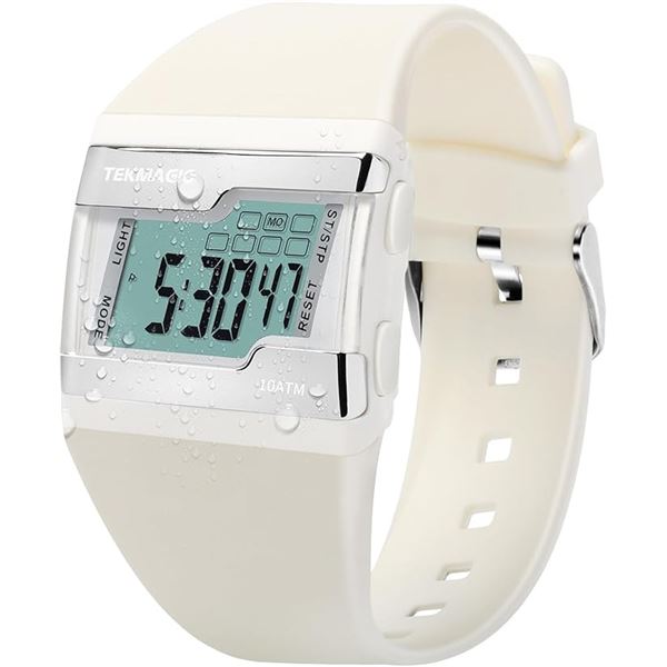 1 TekMagic 10mm Waterproof Sports Watch for Swimming/Diving with Lap Stopwatch - New