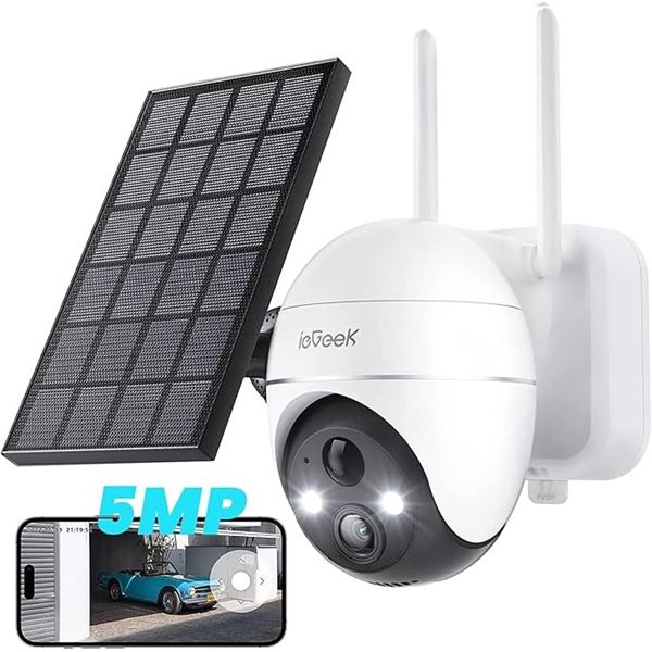 1 ieGeek Wireless 2K PTZ Outdoor Security Camera with Solar Panel - NEW SEALED!