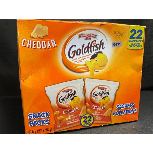 22 Snack-Pack Box of Cheddar Goldfish Baked Snack Crackers - New (22 x 28g)