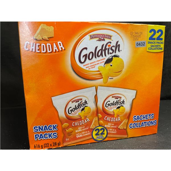 22 Snack-Pack Box of Cheddar Goldfish Baked Snack Crackers - New (22 x 28g)