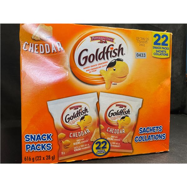 22 Snack-Pack Box of Cheddar Goldfish Baked Snack Crackers - New (22 x 28g)