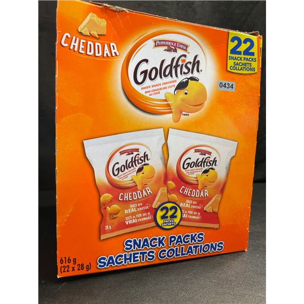 22 Snack-Pack Box of Cheddar Goldfish Baked Snack Crackers - New (22 x 28g)