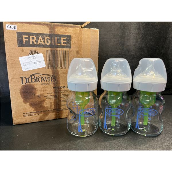 3-Pack of Dr.Brown's Natural Flow 5oz Glass Wide-Neck Baby Bottles - New
