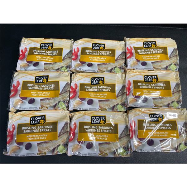 9 Packs of Clover Leaf Mediterranean Brisling Sardines - 106g Each - New (BB: 2030/AL/01)