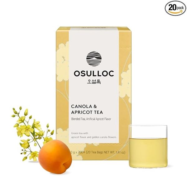4 Boxes of OSULLOC Canola & Apricot Tea (30g) 20 Tea Bags Each - New