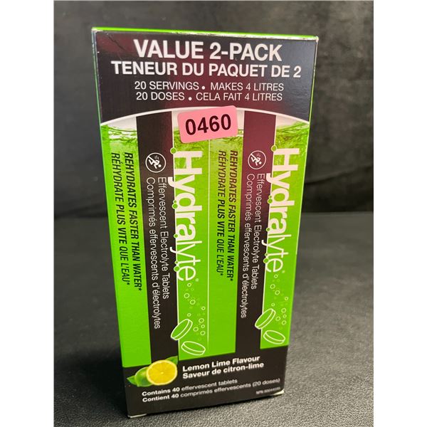 Hydralyte Value 2-Pack Electrolyte Tablets for Dehydration - Lemon Lime Flavour (40 Tablets) - New