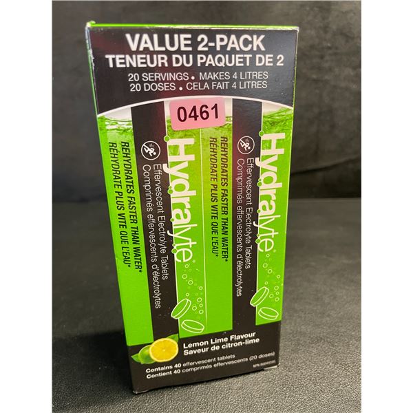 Hydralyte Value 2-Pack Electrolyte Tablets for Dehydration - Lemon Lime Flavour (40 Tablets) - New