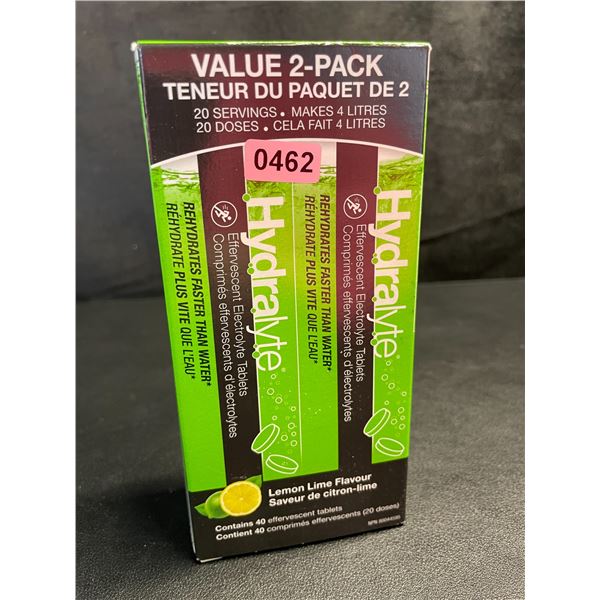Hydralyte Value 2-Pack Electrolyte Tablets for Dehydration - Lemon Lime Flavour (40 Tablets) - New