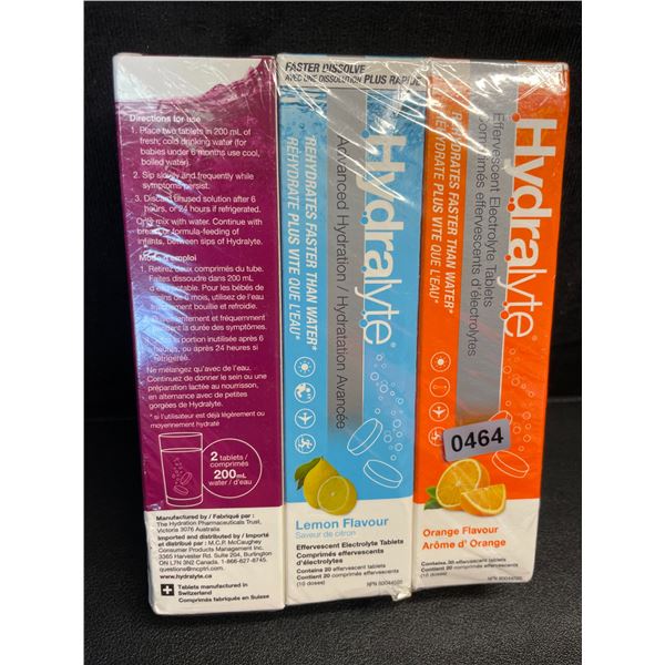 Hydralyte Variety 3-Pack Electrolyte Tablets for Dehydration (Berry, Lemon & Orange Flavors) - New