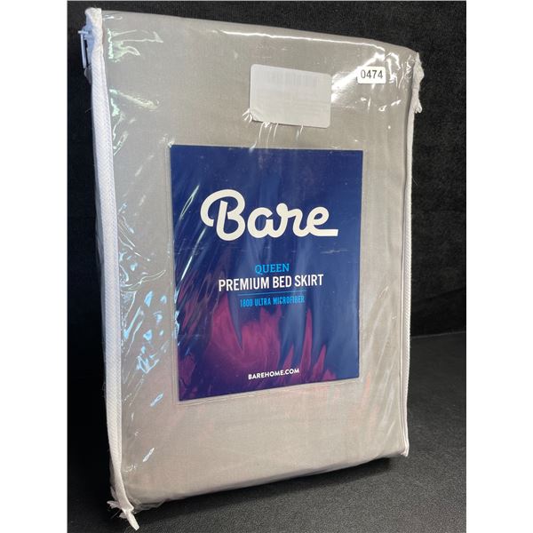 1 BareHome Queen Size Premium Bed Skirt - 1800 Ultra Microfiber - Grey - New