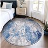 Image 1 : 1 Releany Washable Round Area Rug (6FT) Non-Slip Indoor Rug - Abstract Blue/Gray Design - New
